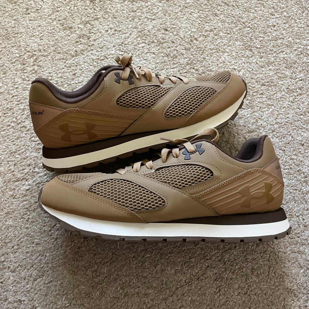 Under Armour Essential Runner Tan Athletic Shoes with Mesh Upper